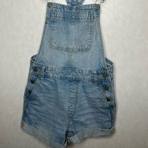 Light Wash Denim Overall Shorts
